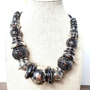 BOLD ELEMENTS SILVER STATEMENT NECKLACE‎ NEW JCP